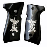 Beretta 92G grips made of Black Acrylic PMMA with Custom Logo made of Silver.