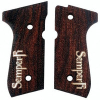 Beretta 92G grips made of walnut wood with custom logo made of Silver