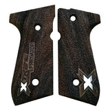 Beretta M9A1 custom walnut wood pistol grips with silver logo from Bestpistolgrips.