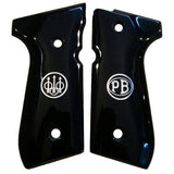 Beretta 92FS grips made of Black Acrylic with custom logos made of silver