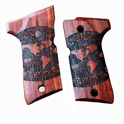 Beretta 92FS grips made of Rosewood with custom engraving.