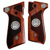 Beretta 92FS grips made of Rosewood with custom logo and initials made of silver.