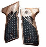 Beretta 92FS grips made of walnut wood.