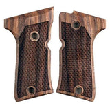 Walnut Beretta 92 Compact Custom Pistol Grips by Bestpistolgrips, showing detailed wood grain and ergonomic design.