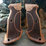 CZ Shadow 1 grips by Bestpistolgrips, full-size CZ 75 pistol with professional walnut wood grips.