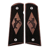 Bestpistolgrips Colt 1911 custom walnut grips with checkering and engraved logo