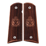 Colt 1911 custom walnut wood grips with checkering and logo engraving by Bestpistolgrips