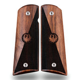 Bestpistolgrips Colt 1911 custom walnut wood grips with checkering and logo engraving