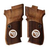Cz 82 custom pistol grips by Bestpistolgrips, walnut wood with dragon skin checkering and silver custom logo on the grips