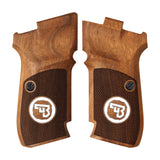 Cz 83 custom pistol grips made of walnut wood with silver custom logo from Bestpistolgrips, designed for firearm enhancement.