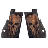 Walnutwood Desert Eagle custom pistol grips with engraved logo by Bestpistolgrips, showcasing detailed craftsmanship and wood grain.