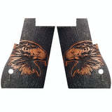 Walnutwood Desert Eagle custom pistol grips with engraved logo, designed for enhanced grip and style.