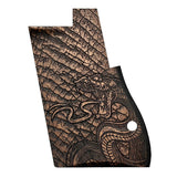 Custom Walnutwood Desert Eagle pistol grips with intricate engraving by Bestpistolgrips, showcasing detailed surface design.
