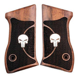 Walnut wood Jericho 941 FB custom pistol grips with silver logo, designed for IWI Jericho 941 firearm by Bestpistolgrips