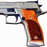 Rosewood Sig Sauer P226 SAO custom grips by Bestpistolgrips, showcasing detailed wood grain and ergonomic design.