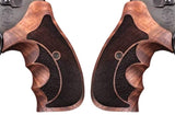 Walnut wood grips for Smith & Wesson 460 X Frame revolver by Bestpistolgrips, showcasing polished finish and ergonomic design.