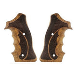 Smith & Wesson N Frame round butt grips made of walnut wood, designed for professional target shooting.