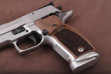 Sig Sauer P226 SAO custom walnut grips with textured finish for enhanced grip and classic appearance.