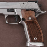 Sig Sauer P226 X5 custom walnut wood grips by Bestpistolgrips, showing finely crafted firearm grip panels.