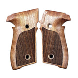 Sig Sauer M11-A1 pistol grips made from walnut wood, custom-designed by Bestpistolgrips, shown on a Sig Sauer P226 handgun.