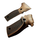 Sig Sauer P226 M11-A1 custom walnut wood grips with dragonskin checkering for enhanced grip and style.