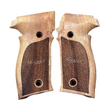 Sig Sauer P226 M11-A1 custom walnut wood grips with engraved Sig Sauer logo for enhanced grip and classic appearance.