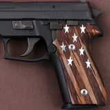 Sig Sauer M11-A1 pistol with custom grips by Bestpistolgrips, showing detailed textured handle and ergonomic design.