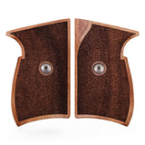 Walnut wood custom grips for Sig Sauer P230 pistol by Bestpistolgrips, showing detailed wood grain and ergonomic design.