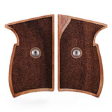 Walnut wood custom grips for Sig Sauer P230 pistol, designed by Bestpistolgrips, showcasing detailed grain and ergonomic shape.