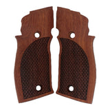 Sig Sauer P226 SAO custom grips made from rosewood with dragonskin checkering for enhanced grip and stylish firearm customization.