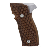 Walnut wood Sig Sauer P226 SAO custom grips by Bestpistolgrips, showcasing detailed grain and ergonomic design.