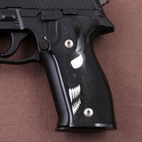 Sig Sauer P226 custom grips made from PMMA acrylic with silver skull inlay on the left side.