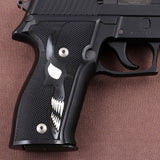 Sig Sauer P226 custom grips made from PMMA acrylic with a silver skull inlay on the right side.