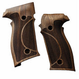 Walnut wood custom grips for Sig Sauer P226 pistol by Bestpistolgrips, showcasing polished, ergonomic design.