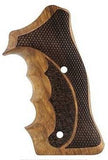 Smith & Wesson N Frame round butt grips, black leather with textured surface, designed for comfortable firearm handling.