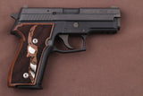 Custom Sig Sauer P226 grips with wood grain finish, designed for enhanced grip and style on your firearm.