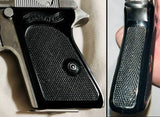 Walther PPK grips made of Black Acrylic with custom logo engraved.4