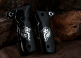 Beretta Cougar 8000 grips made of Black Acrylic with custom Logo made of Silver.
