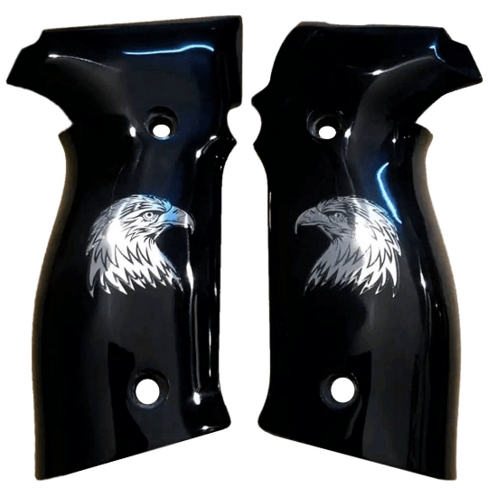 Sig Sauer P228  grips made from black PMMA Acrylic and eagle made of Silver.(make your own custom pair of grips). - Bestpistolgrips