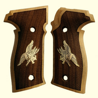 Sig Sauer P226 walnut wood grips with Navy Seal Logos made of Silver.(make your own custom pair of grips). - Bestpistolgrips